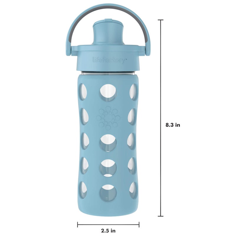 Lifefactory 12-Ounce Glass Water Bottle with Active Flip Cap and Protective Silicone Sleeve, Denim - Image 3